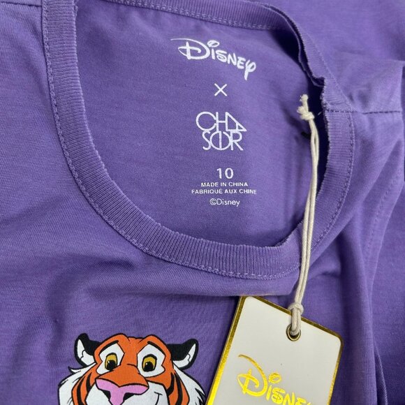 CHASER DISNEY Jasmine & Rajah Aladdin Tank Top Girls Sz M/10 Purple Cotton Blend - Picture 3 of 6